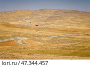 Panoramic view of the Wadi Rum desert, Wadi Musa, Jordan (2023 год). Стоковое фото, фотограф Сергей Богомяко / Фотобанк Лори
