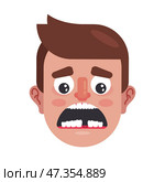 Lack of a tooth in a man's mouth. the need for tooth implantation. Стоковая иллюстрация, иллюстратор Вячеслав Беспутин / Фотобанк Лори