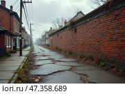Дорога с трещинами. Стоковое AI-изображение, AI-художник Анна Рогалева / Фотобанк Лори