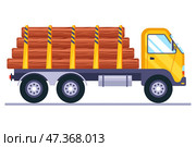 Green truck with a crane. Стоковая иллюстрация, иллюстратор Вячеслав Беспутин / Фотобанк Лори