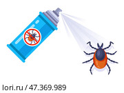 Spray against ticks. destroy insects. spray insect repellant. Стоковая иллюстрация, иллюстратор Вячеслав Беспутин / Фотобанк Лори