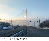 Центральный мост в городе Новосибирск. Четвертый мост. Башня или пилон с подвесами моста на площади инженера Будагова. The Central bridge in Novosibirsk. A tower or pylon with suspension bridges on Engineer Budagov Square. Стоковое фото, фотограф Денис Баданин / Фотобанк Лори