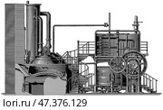 Brewery equipment. Publication of the "Meyers encyclopedia", Vol. 7, Leipzig, Germany, 1910. Стоковое фото, фотограф Sergey Kohl / Фотобанк Лори