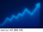 Синяя стрелка-зигзаг показывает рост биржи. Стоковое AI-изображение, AI-художник Анна Рогалева / Фотобанк Лори