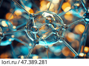 Molecular structures in chemical interactions. Стоковое AI-изображение, AI-художник Михаил Коханчиков / Фотобанк Лори
