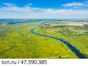 Aerial view of the Pregol river in Kaliningrad. Стоковое фото, фотограф Константин Тронин / Фотобанк Лори