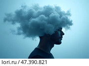 Голова в тумане, концепция депрессии. Стоковое AI-изображение, AI-художник Анна Рогалева / Фотобанк Лори