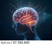 Абстрактное изображение мозга. Стоковое AI-изображение, AI-художник Анна Рогалева / Фотобанк Лори