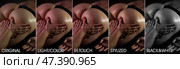 Gorgeous woman body on massaging before and after retouching by photo editors. Before and after soft skin processing image, edited photos being compared. Photo editors concept. Copy ad text space. Стоковое фото, фотограф Aleksandr Golubev / Фотобанк Лори