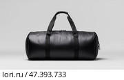 Sleek black duffel sports bag with sturdy handles for travel and gym use. Изящная черная спортивная сумка с прочными ручками для путешествий и занятий в спортзале. Стоковое AI-изображение, AI-художник Katsiaryna Repich / Фотобанк Лори