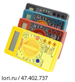 Цифровые мультиметры на белом фоне. Digital  multimeters on a white background. Стоковое фото, фотограф Татьяна Д / Фотобанк Лори