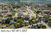 Aerial view Russian small town. Belarus. Voronovo. Стоковое фото, фотограф Mikhail Davidovich / Фотобанк Лори