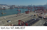 Shipping port with colorful containers. Стоковое видео, видеограф Михаил Коханчиков / Фотобанк Лори