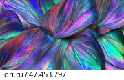 Vibrant opal flowers against an abstract holographic background with iridescent colors. Стоковое AI-изображение, AI-художник Ксения Лаптева / Фотобанк Лори