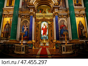 Город Санкт-Петербург. Исаакиевский собор , интерьер, религиозная роспись стен, облик Иисуса Христа. Редакционное фото, фотограф Надежда Глазкина / Фотобанк Лори