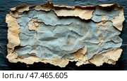 Grunge Background: Decayed and Weathered Blue Paper Frame on Dark Stone, for Aged Effect. Стоковое AI-изображение, AI-художник Данила Большаков / Фотобанк Лори