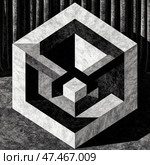 Изометрическая черно-белая кубическая контрастная абстракция. Стоковое AI-изображение, AI-художник Ворошилова Евгения / Фотобанк Лори