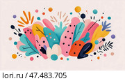 Botanical Extravaganza: Abstract Garden Composition, Nature's Whimsical Embrace, Decorative Element for Creative Projects. Стоковое AI-изображение, AI-художник Данила Большаков / Фотобанк Лори