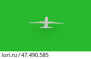 Flying airplane in motion green screen background chroma key. 3d animation. Стоковое видео, видеограф Kirill Tonkikh / Фотобанк Лори