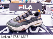 Fila new stylish sneakers. Sporting footwear. Fila is a South Korean-owned athleisure brand. Редакционное фото, фотограф FotograFF / Фотобанк Лори