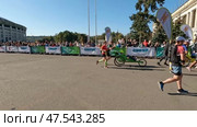 Московский марафон. Забег инвалидов. Сентябрь. Moscow Marathon. Disabled people's race. September. Редакционное видео, видеограф Горшков Александр / Фотобанк Лори