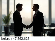 Рукопожатие, атмосфера переговоров. Стоковое AI-изображение, AI-художник Анна Рогалева / Фотобанк Лори