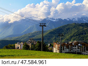 Горная Олимпийская деревня в Роза Хутор, Сочи. Стоковое фото, фотограф Римма Тельнова / Фотобанк Лори