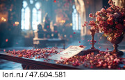 A Royal Proclamation Amidst Falling Petals. Стоковое AI-изображение, AI-художник Данила Большаков / Фотобанк Лори
