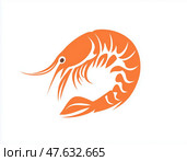 Силуэт креветки в оранжевом стиле. Стоковое AI-изображение, AI-художник Александр Жуков / Фотобанк Лори