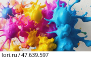 Explosion of colored powder, isolated on white background. Стоковое AI-видео, аниматор Ирина Старикова / Фотобанк Лори