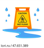Illustration of isolated caution  slippery with drop water. Стоковая иллюстрация, иллюстратор Вячеслав Беспутин / Фотобанк Лори