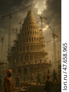 Tower of Babel historic concept. Стоковое AI-изображение, AI-художник Виктор Застольский / Фотобанк Лори