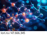 Molecular structures in chemical interactions. Стоковое AI-изображение, AI-художник Михаил Коханчиков / Фотобанк Лори