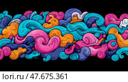 Swirling Dreams: Colorful Abstract Pattern with Swirls, Waves, and Organic Shapes. Стоковое AI-изображение, AI-художник Данила Большаков / Фотобанк Лори