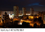 Ночной город. Москва. Марьино. Храм иконы Божией матери "Утоли моя печали". Night city. Moscow. Marino. The church of the Icon of the Mother of God "Assuage my sorrows." (2012 год). Редакционное фото, фотограф Смирнова Светлана / Фотобанк Лори