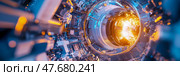 Futuristic Machine Core: Conceptual representation of advanced technology powering a core element, potentially for exploration or a technological marvel. Стоковое AI-изображение, AI-художник Данила Большаков / Фотобанк Лори