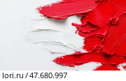 Bold Strokes: Contrast Between Scarlet Crimson and Pure White Creamy Medium, Abstract Composition. Стоковое AI-изображение, AI-художник Данила Большаков / Фотобанк Лори