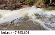 The Dynamic River Rapids Flowing Gracefully Over Rocks in a Picturesque Natural Landscape. Стоковое видео, видеограф Vladimir Vintonjak / Фотобанк Лори