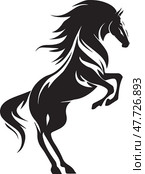 Силуэт коня. The silhouette of a horse. Стоковая иллюстрация, иллюстратор Галина Яшина / Фотобанк Лори