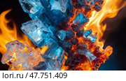 Elemental harmony fire and ice. Стоковое AI-изображение, AI-художник Андрей Бакусов / Фотобанк Лори