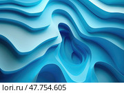 Layered blue patterns undulate smoothly, creating a flowing, wave-like appearance that conveys tranquility and modern artistic style. Стоковое AI-изображение, AI-художник Данила Большаков / Фотобанк Лори