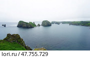 Green Cliffs and bay of Kuril islands. Shikotan. Стоковое фото, фотограф Николай Евсюков / Фотобанк Лори