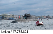 Подводная лодка в акватории Невы. Подготовка к параду в честь дня ВМФ (2023 год) Редакционное фото, фотограф Терехова Марина / Фотобанк Лори