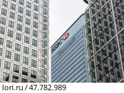 HSBC Headquarters Tower at Canary Wharf. London, UK, 17 February 2024. Редакционное фото, фотограф Zydrius Tartenis / Фотобанк Лори