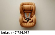 Baby car seatclean minimalist layout, top view, minimalist style. Детское автокресло, минималистичный дизайн, вид сверху, минималистичный стиль. Стоковое AI-изображение, AI-художник Katsiaryna Repich / Фотобанк Лори