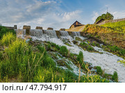 Beautiful rural landscape with waterfall. Стоковое фото, фотограф Сергей Завьялов / Фотобанк Лори