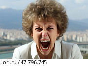 Fury Unleashed: A Womans Fiery Gaze Ignites Storms Within Her Soul. Стоковое AI-изображение, AI-художник Данила Большаков / Фотобанк Лори