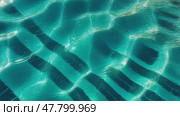 Sunlit pool water: ripple patterns and vibrant reflections in calm aquatic scene. Стоковое AI-видео, аниматор Sabyna75 / Фотобанк Лори