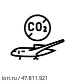 emission free plane carbon line icon vector illustration. Стоковая иллюстрация, иллюстратор Vectorwin / Фотобанк Лори