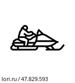 snowmobiling winter sport line icon vector illustration. Стоковая иллюстрация, иллюстратор Vectorwin / Фотобанк Лори